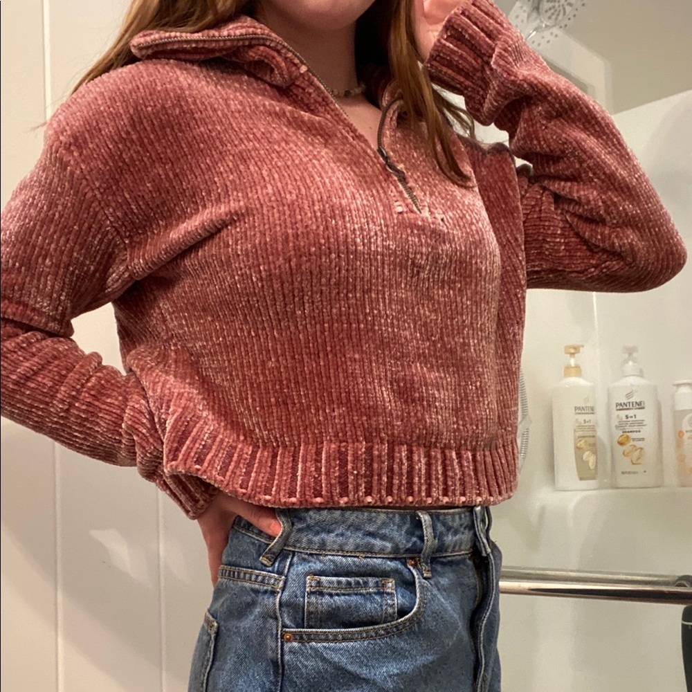 chenille cropped sweater